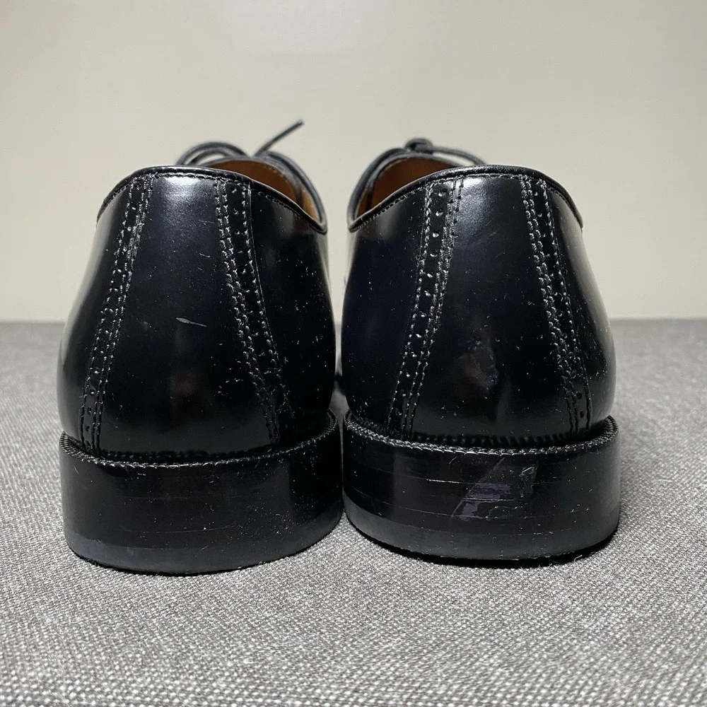 Johnston Murphy Bradford Cap Toe Derby Dress Shoes 10D Sheepskin Black 15-1771